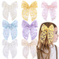 7 Pcs Large Fable Hair Bows For Girls,Tokufagu Alligator Clips Neutral Handmade Girls Bows Hair Accessories For Little Girls Tod