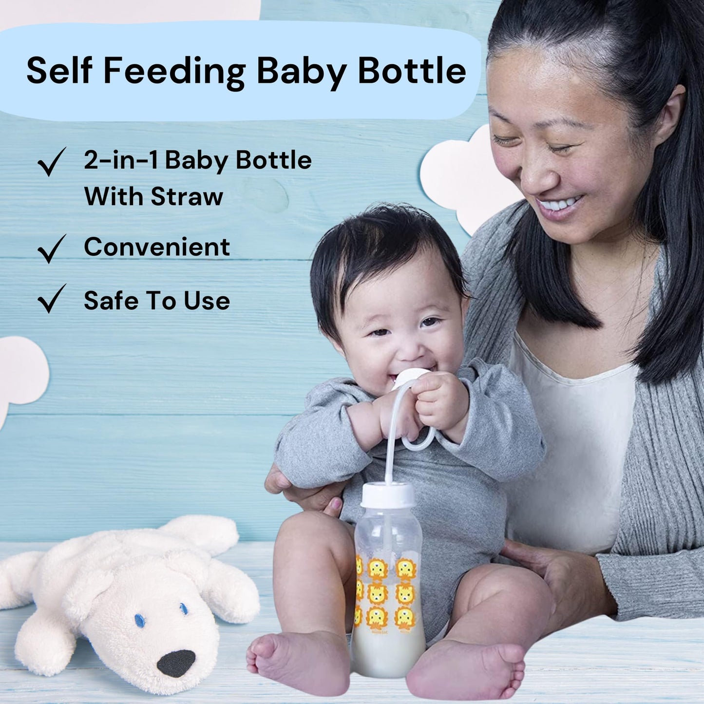 Hands-Free Baby Bottle - Anti-Colic Self Feeding Baby Bottle System 9 Oz (1 Pack - Panda)
