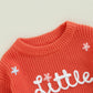 Amnnchya Toddler Infant Baby Girl Knit Sweater Big Sister Little Sister Matching Outfits Long Sleeve Pullover Sweatshirt (Orange