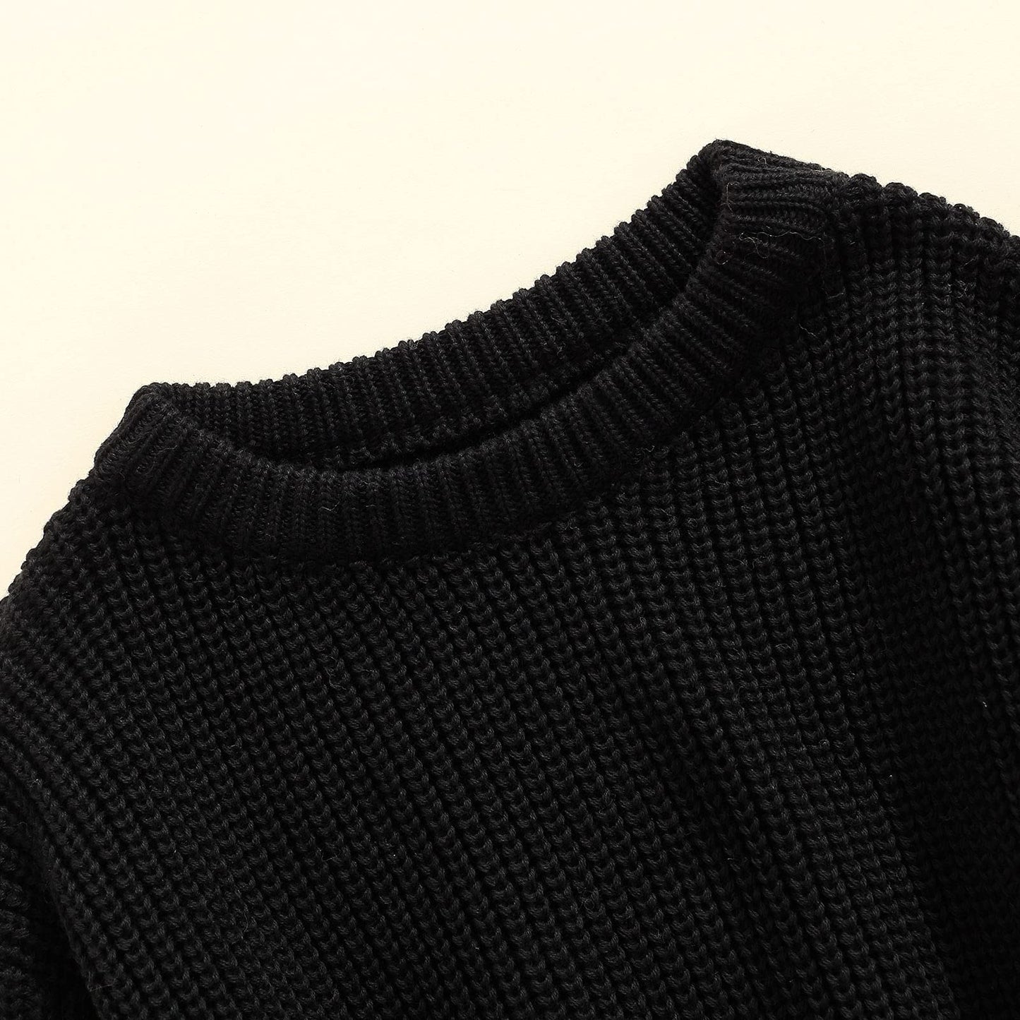 Baby Girl Boy Knit Sweater Blouse Pullover Sweatshirt Warm Crewneck Long Sleeve Tops For Infant Toddler (A-Black, 3-6 Months)