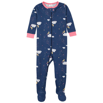 Gerber Baby Girls' Toddler 4-Pack Footed Pajamas, Dreams Rainbows Pink, 3T