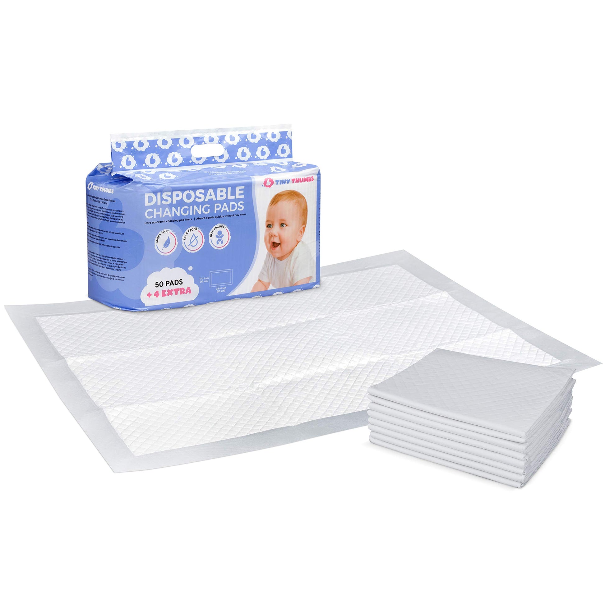 Disposable Changing Pads for Baby (54 Pack) - Super Soft, Ultra Absorbent & Waterproof Large Diaper Changing Pad Liners - Baby C
