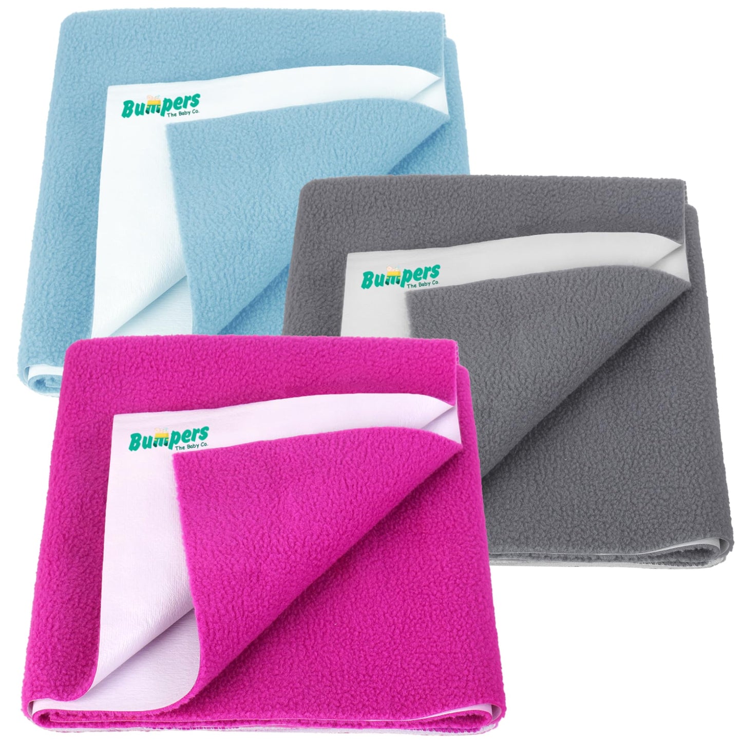 Bumpers AntiPiling Quick Dry & Absorbent Sheet Polycotton Baby Bed Protecting Waterproof Mat (Rani Pink, Grey, Light Blue, Smal
