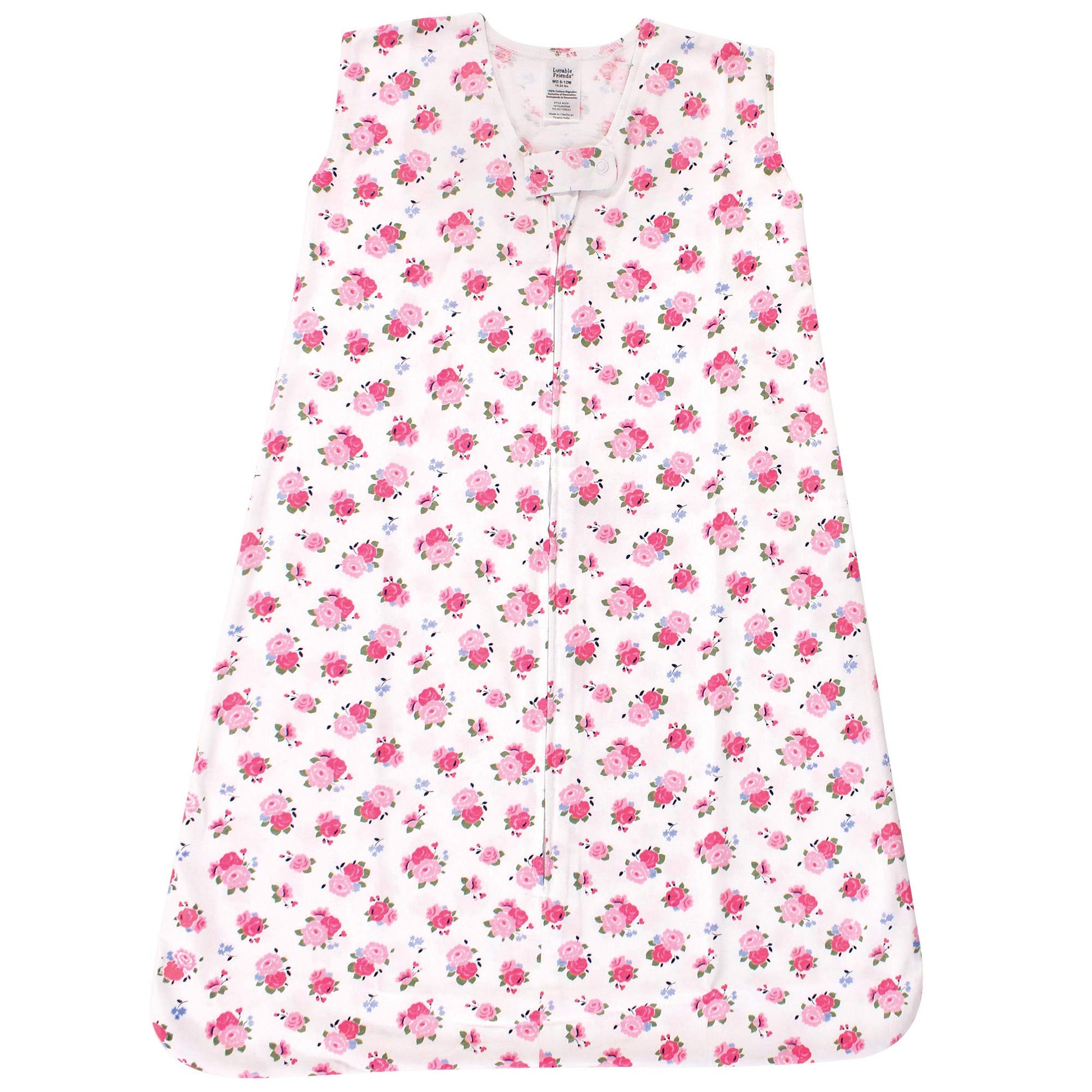 Luvable Friends Unisex Baby Sleeveless Jersey Cotton Sleeping Bag, Sack, Blanket, Jersey Floral Jersey, 0-6 Months