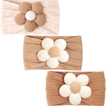 C  Llot 3 Pcs Baby Flower Headbands Baby Girls Nylon Headbands Soft Stretchy Headwear Hair Accessories For Newborn Infant Toddle