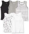 Honestbaby Sleeveless Muscle T-Shirts 100% Organic Cotton For Infant Baby And Toddler Boys, Girls, 5-Pack Pattern Play, Preemie