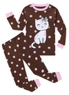 Family Feeling Baby Girls Cat Pajamas Long Sleeve Cotton Brown Infant Girl Pjs 12-18 Monthes