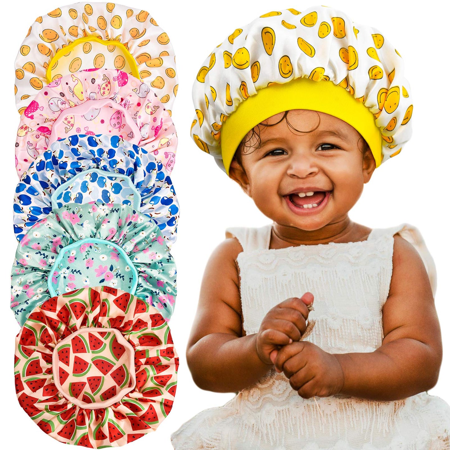 Aileam Kids Satin Bonnet Baby Sleep Cap Dinosaur Wide Elastic Band Soft Silk Double Layer Night Hair Hats For Teens Toddler Chil