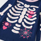 Toddler Girls Skeleton Pajamas Kids 2 Pcs Long Sleeve Glow In The Dark Pjs Girls Halloween Spider Pajamas Set Funny Sleepwear Cl