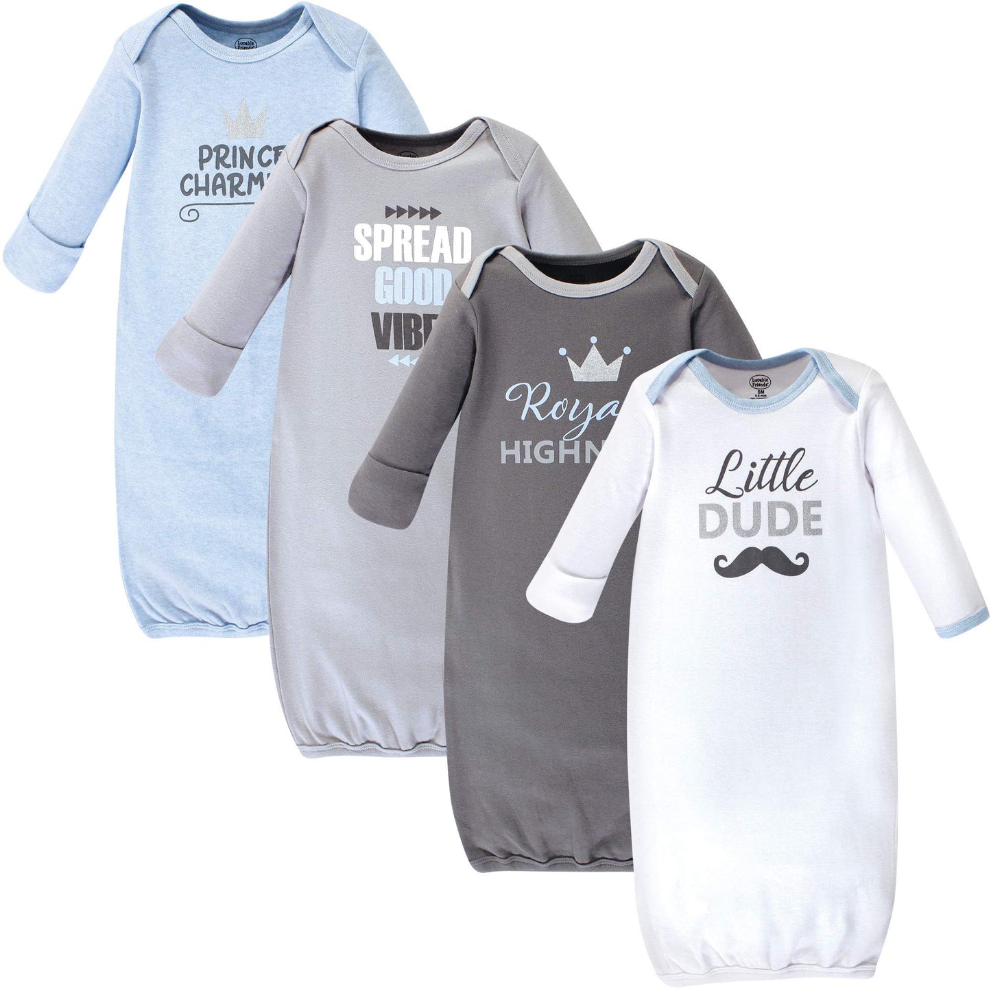 Luvable Friends Unisex Baby Cotton Gowns, Little Dude, 0-6 Months