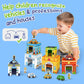 Aizweb Magnetic Wooden Vehicle Stacking Set,Sorting & Building STEM Blocks Cars Toys for Toddlers,Cardboard Educational Preschoo