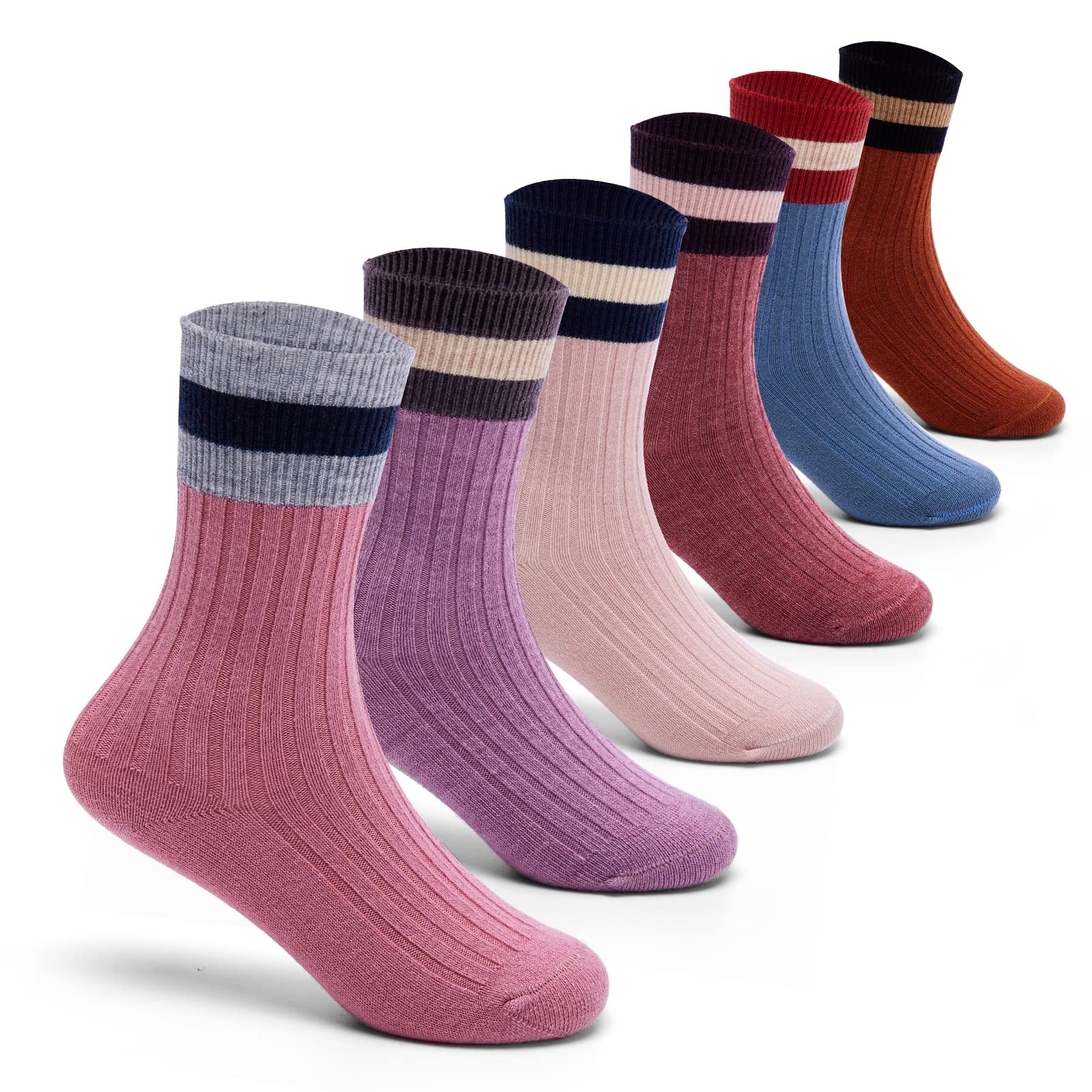 Howjojo Girls Wool Socks Kids Warm Socks Winter Thermal Crew Socks 6 Pack 6-8 Ye WBBAPB09KNJVCC2