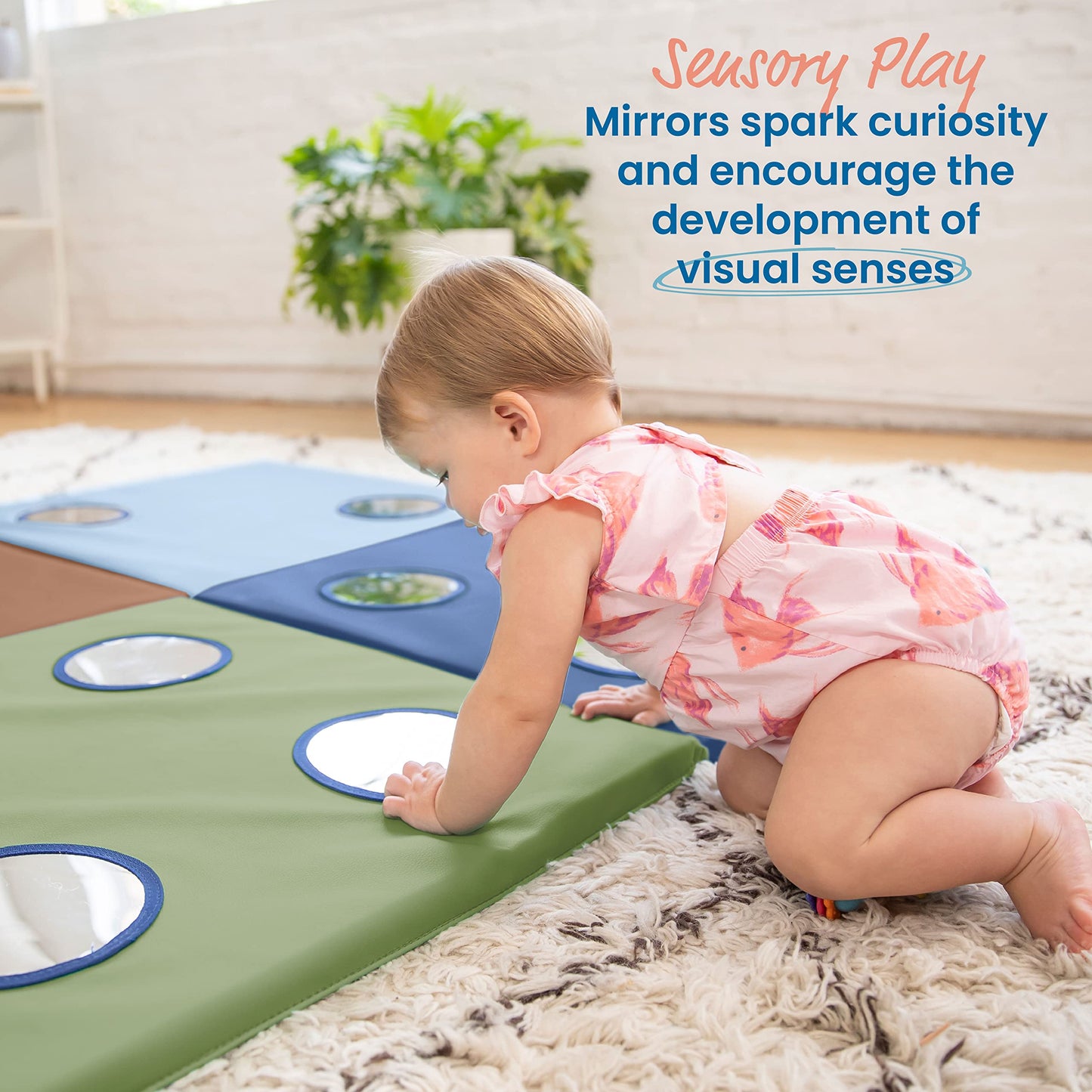 Ecr4Kids Softzone 123 Look At Me Activity Mat, Folding Playmat, Earthtone