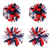 4Th Of July Korker Hair Bow Clips Girls Patriotic Curly Corker Cheer Pompom Loopy Bow Alligator Barrettes Red White Blue Stars S