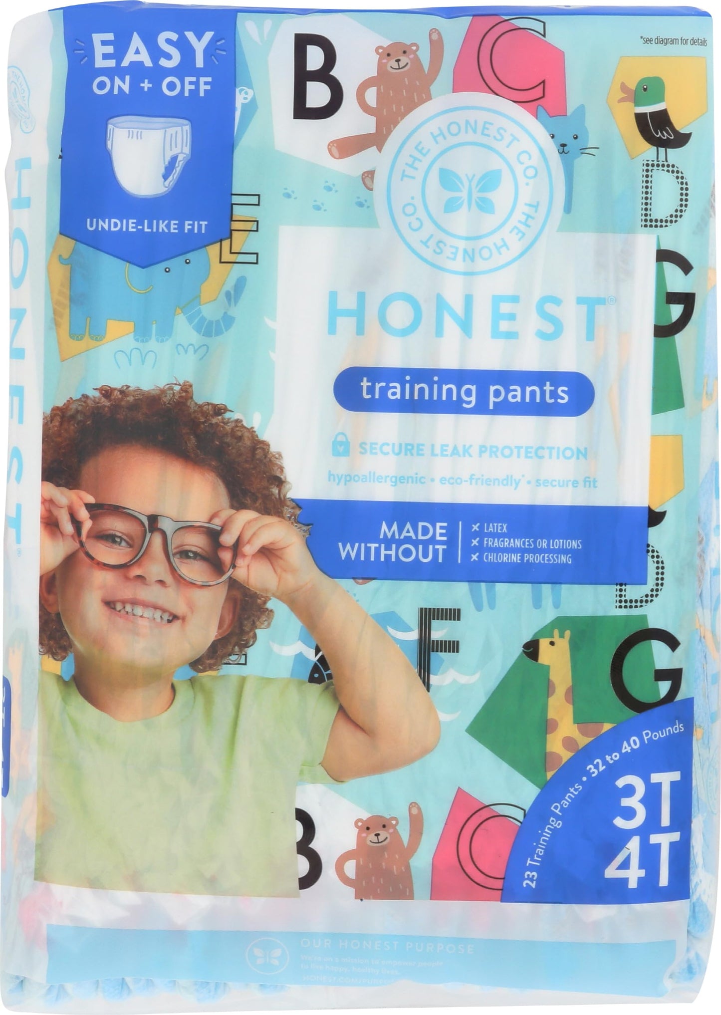 The Honest Honest Training Pants, Animal Abcs, 3T-4T, 23 Count