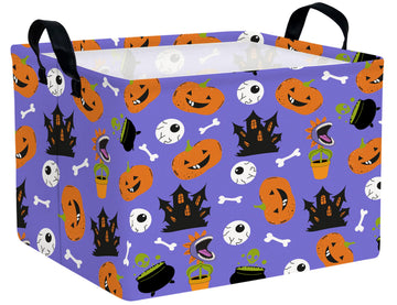 BOOHIT Large Halloween Themed Candy Gift Boo Basket for Kids Baby Personalized Adults Storage Bin Fall Decor(Castle Eye Pumpkin)