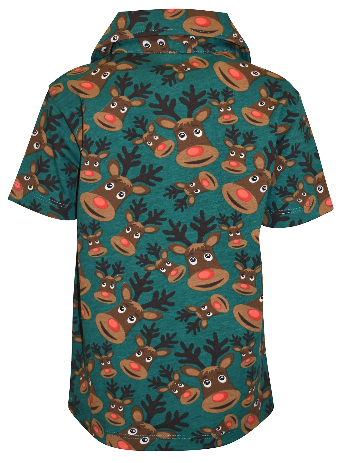 Unique Baby Boys Green Reindeer Collared Christmas Polo T Shirt (8, Reindeer)