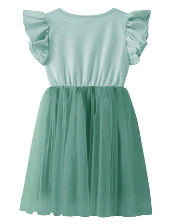 Twkioue Kid Tutu Dress Toddler Girls Flutter Sleeve Tulle Summer Party Dresses 817 Green 90