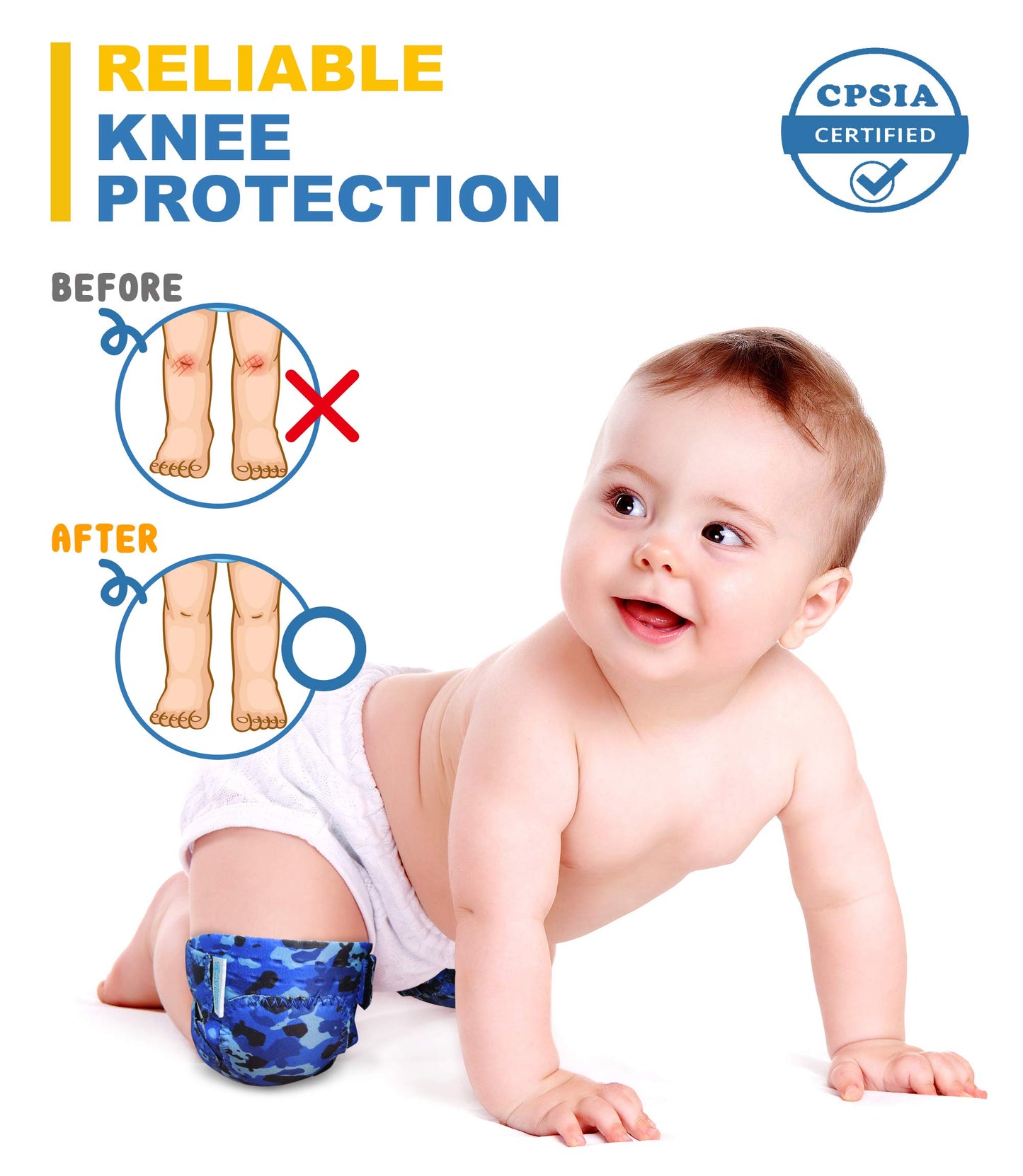 Simply Kids Baby Crawling Knee Pads (2 Pairs), Rodilleras para Bebe - Comfortable Knee Protector for Toddler, Infant, Girl, Boy,