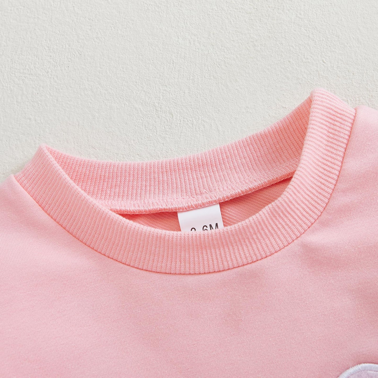 Kayotuas Baby Girl Valentines Outfit Pink Heart Embroidered Sweatshirt Romper Long Sleeve Bodysuit Jumpsuit Cute Fall Clothes (P