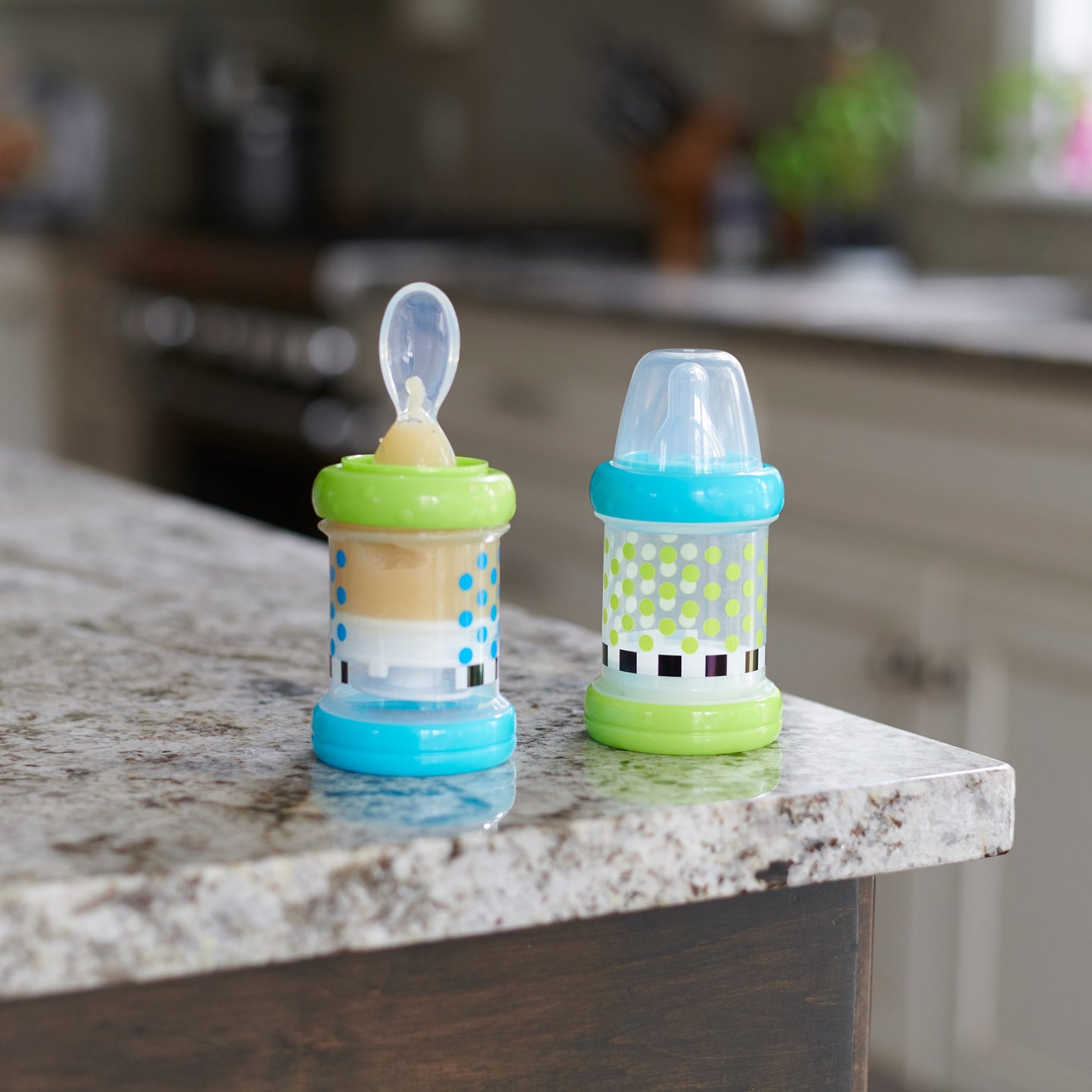 Sassy Baby Food Nurser - 4+ Months Set Of 2- 4Oz 100% Silicone Nipple And Spoon Bpa-Free