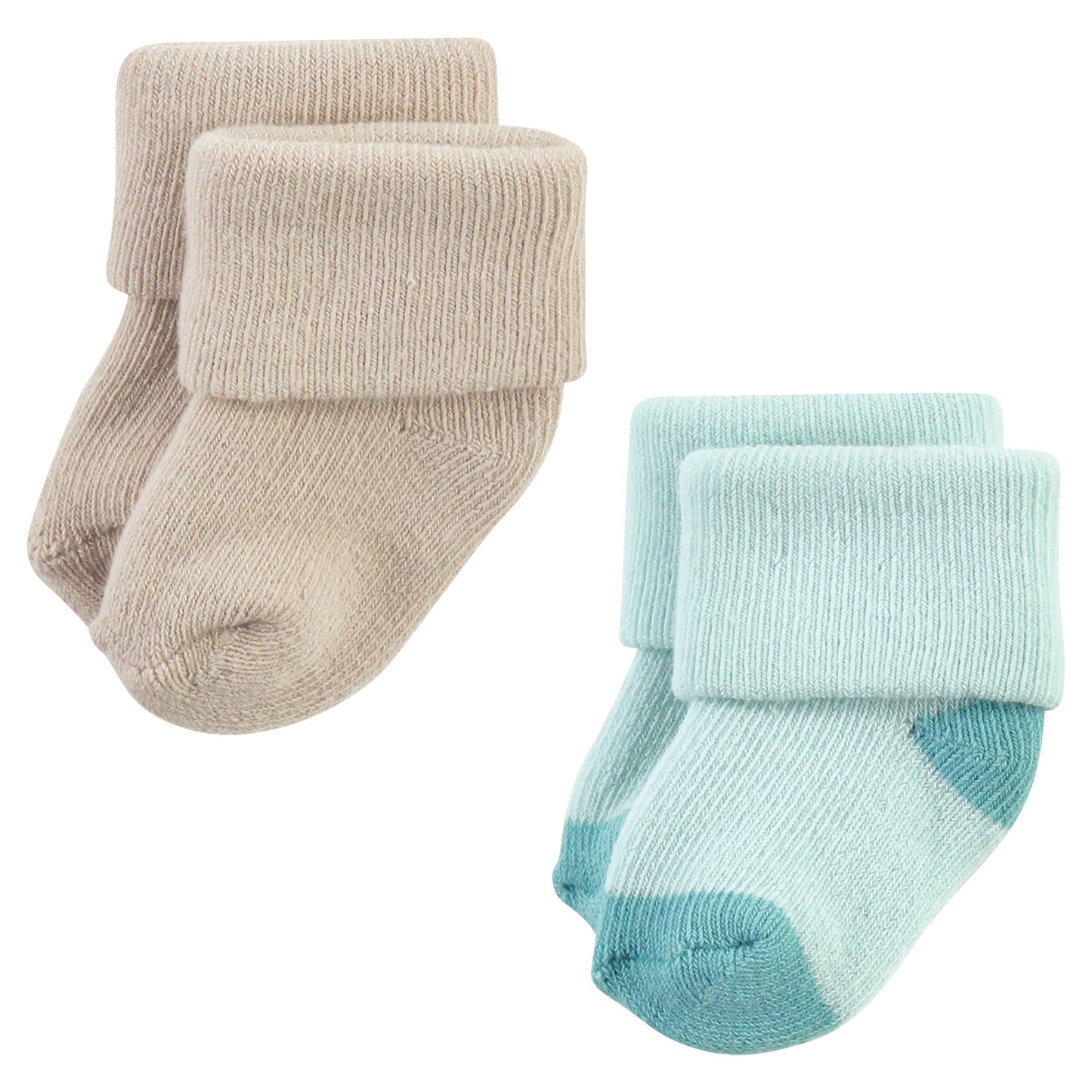 Hudson Baby Unisex Baby Cotton Rich Newborn And Terry Socks, Navy Taupe, 0-6 Months