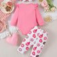 Baby Girl Clothes Gifts Outfits Spring Fall Winter Long Sleeve Romper And Pant Set Pink Cake/Donut 0-3 Months