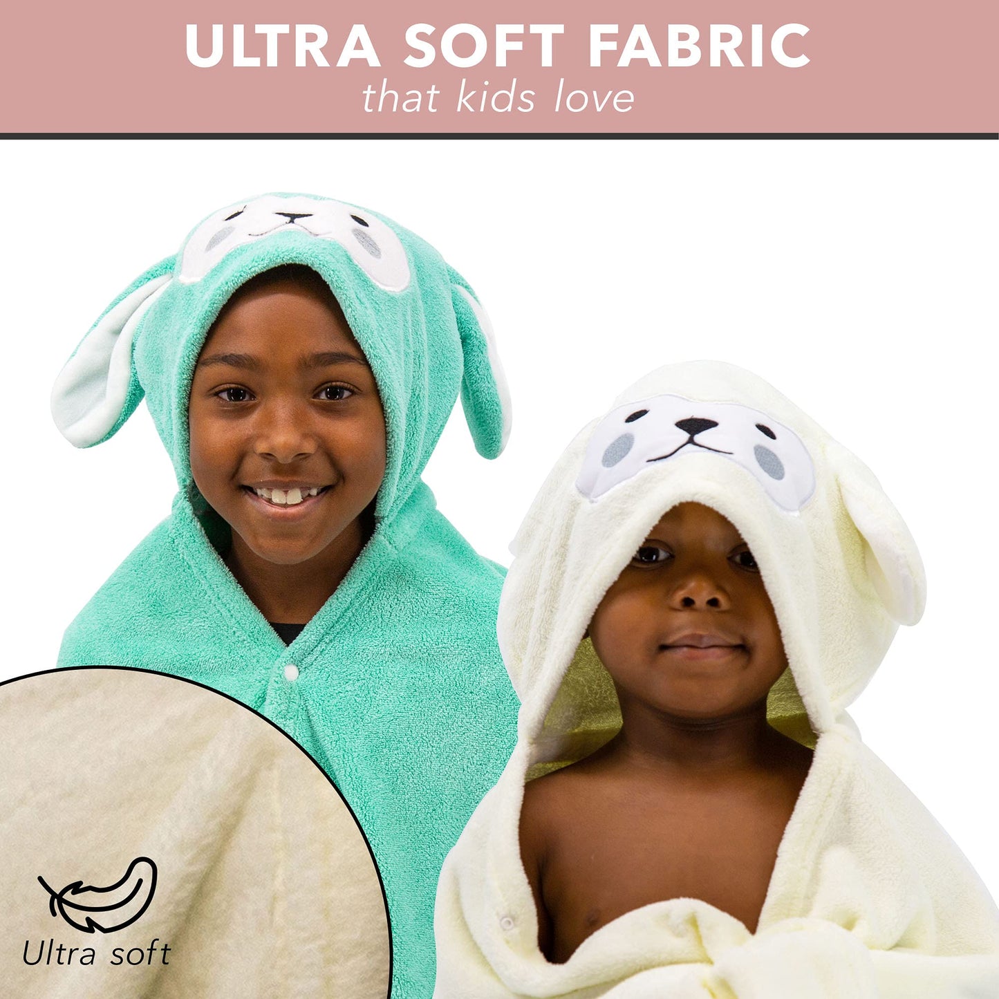 Mothera Kids Hooded Bath Towel And Toddler Bath Towel, Coral Fleece Kids And Toddler Towel, Kids Animal Hooded Towels For Toddle