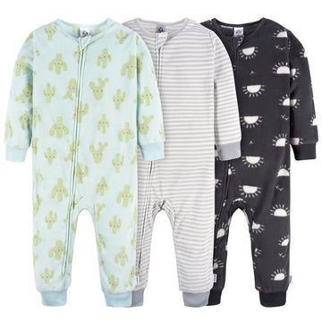 Gerber Baby Boy'S Flame Resistant Fleece Footless Pajamas 3-Pack, Fox