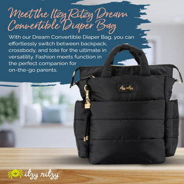Itzy Ritzy Dream Convertible Diaper Bag Tote Backpack - Baby Diaper Bag - 14 Pockets Including 2 Insulated Pockets, Changing Pad