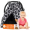 Dear Baby Gear Deluxe Car Seat Canopy, Double Layer, Gray Leopard Print, Black Smooth, 40 X 30 Inches, Custom Print Lightweight