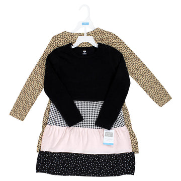 Hudson Baby Infant And Toddler Girl Cotton Dresses, Houndstooth Lt Pink, 10 Years