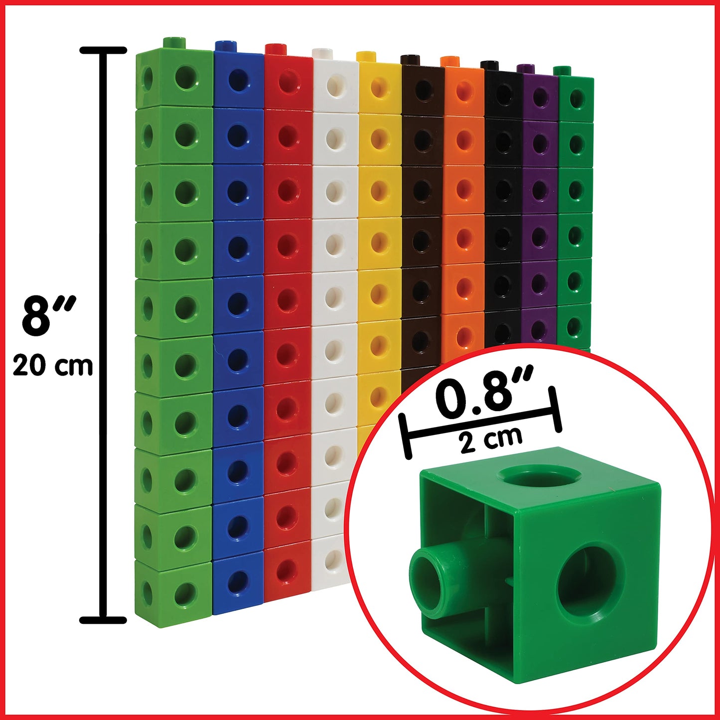 edxeducation Linking Cubes - Set of 100 - Connecting and Counting Snap Blocks for Construction and Early Math - For Preschool an