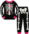 Popshion Halloween Pajamas Set For Toddler Girls Long Sleeve Funny 2 Piece Clothes Kids Skeleton Glow In The Dark Pjs Sleepwear