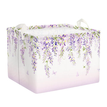 Clastyle 36L Large Purple Hanging Flower Shelf Basket Waterproof Coating Nursery Hamper with Handles,Gift Basket for Home Office