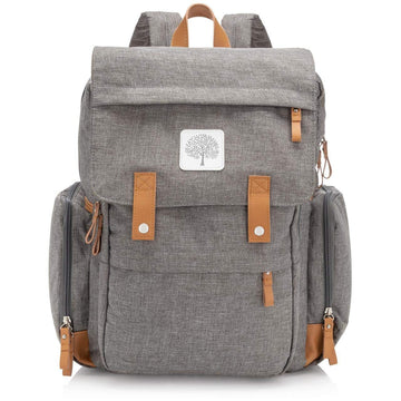 Parker Baby Diaper Backpack - Large Diaper Bag With Insulated Pockets, Stroller Straps And Changing Pad -'Birch Bag' - Gray
