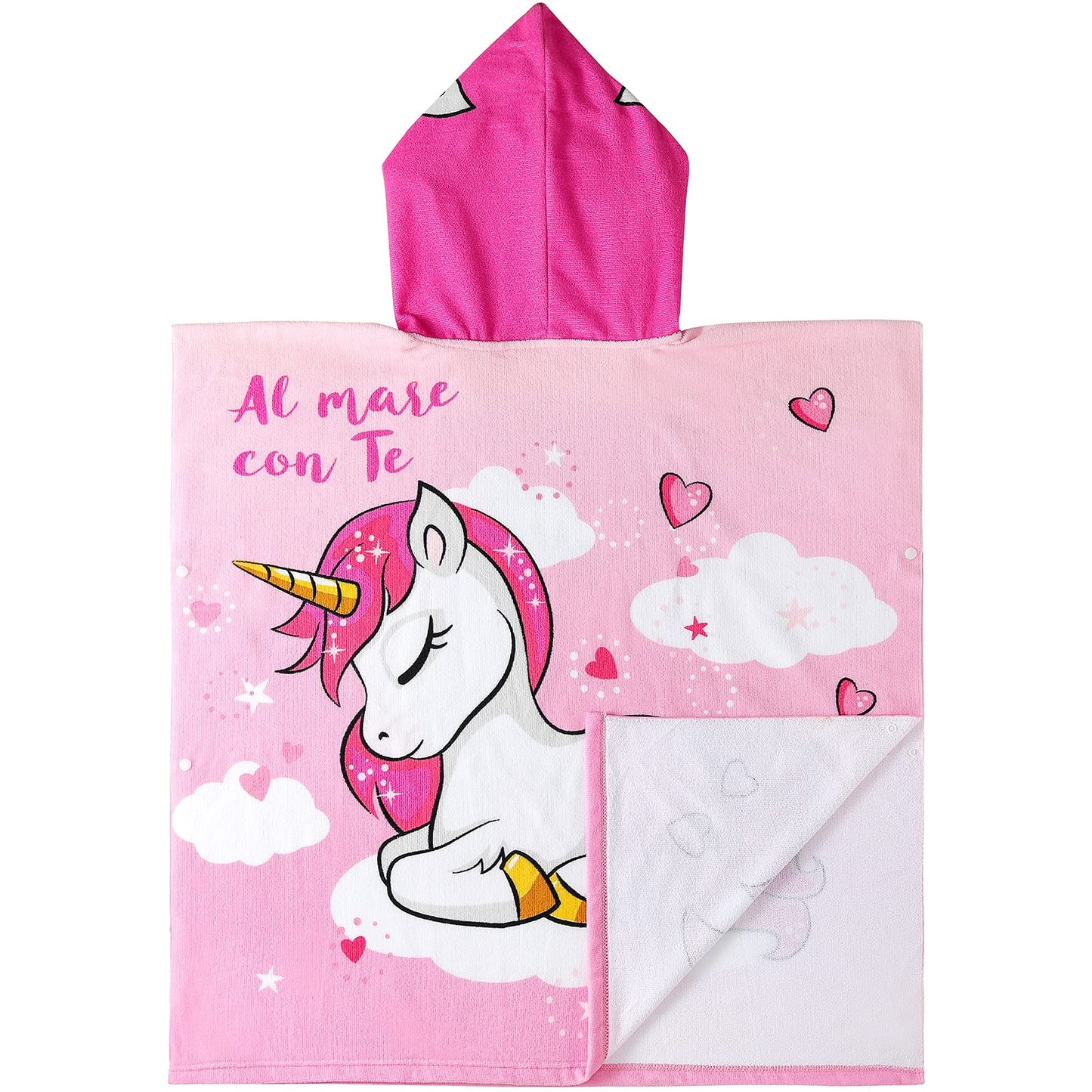 Novforth Kids Beach Towel For Boys Girls, Pink Unicorn Hooded Bath Towel Wrap, Toddler Pool Towel With Hood