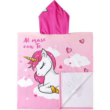 Novforth Kids Beach Towel For Boys Girls, Pink Unicorn Hooded Bath Towel Wrap, Toddler Pool Towel With Hood