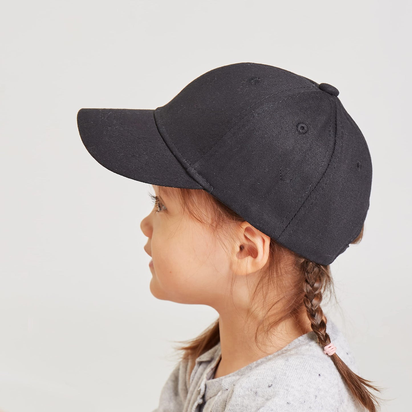 Langzhen Cotton Outdoor Toddler Girls Boys Plain Baseball Cap Baby Infant Structured Adjustable Hat For Kids Sun Hat (S-Black)