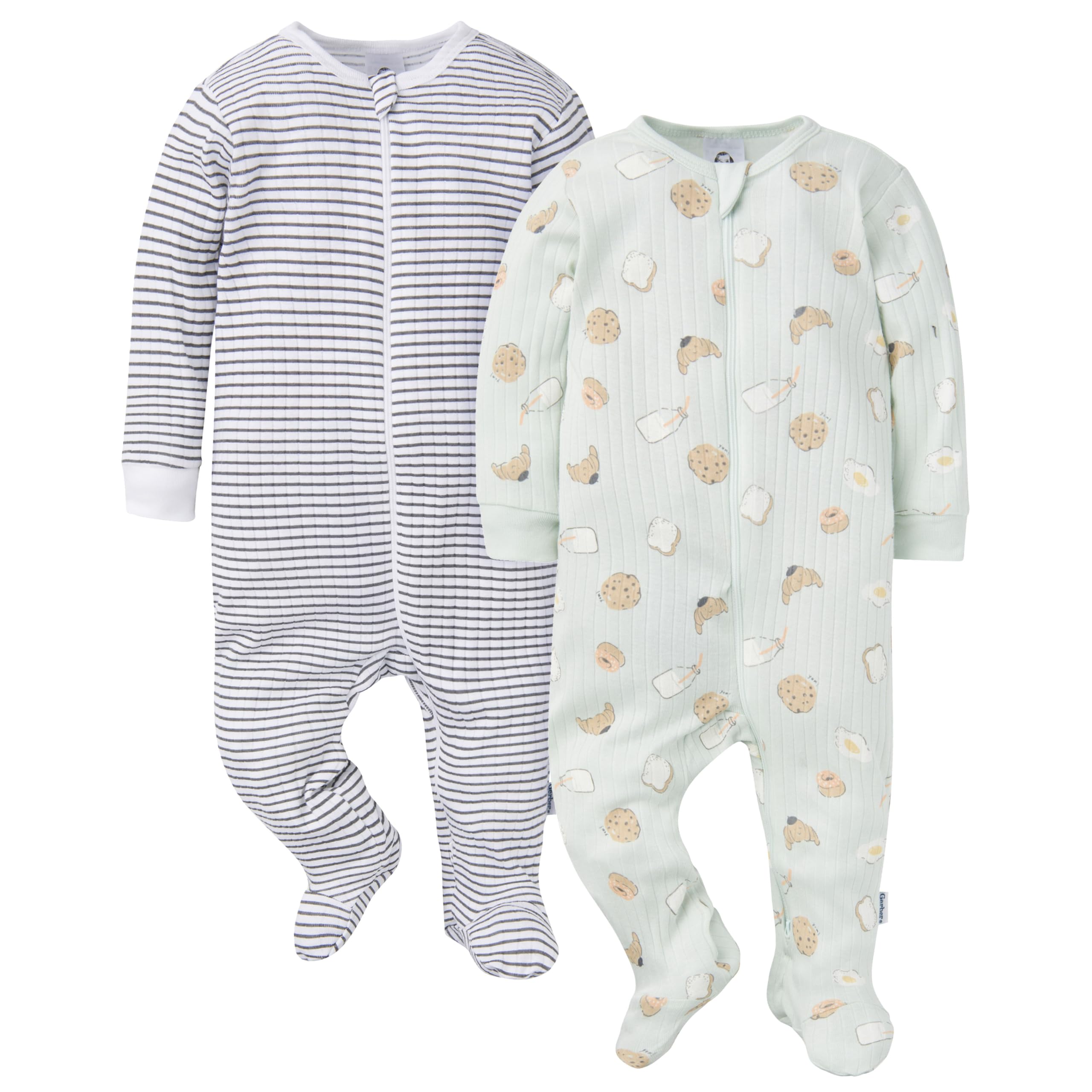 Gerber Baby Unisex 2-Pack 2-Way Zip Textured Sleep 'N Play, French Bre ...