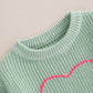 Nokpsedcb Baby Girl Cute Long Sleeve Heart Flowers Embroidery Oversized Sweater Toddler Valentine Outfit (Green, 12-18 Months)
