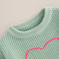 Nokpsedcb Baby Girl Cute Long Sleeve Heart Flowers Embroidery Oversized Sweater Toddler Valentine Outfit (Green, 2-3 Years)