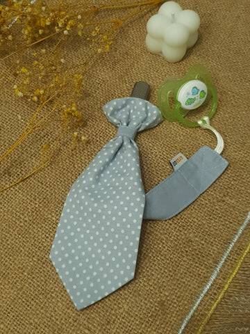 Necktie Pacifier Clip & Protective Round Holder - Adjustable, Handmade & Ultra Durable, 2-Pack, 100% Cotton, Safe & Stylish