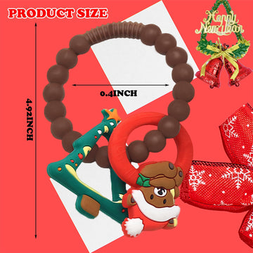 2pcs Christmas Baby Silicone Teether Christmas Tree and Bear Teething Ring Christmas Teething Toys Toddler Teething Chew Toys Ch