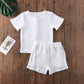Fhutpw Baby Boys 2Pcs Summer Outfits Short Sleeve T-Shirt Tops Elastic Waistband Shorts Set Toddler Clothes (Linen White A1, 6-1