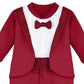Lilax Baby Boy Gentleman Tuxedo Footie Christmas Holiday Outfit With Bow Tie (12 Months, Red)