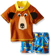 Candlesticks Baby Boys' Bear Rash Guard Set, Brown/Blue/Multi, 18 Months