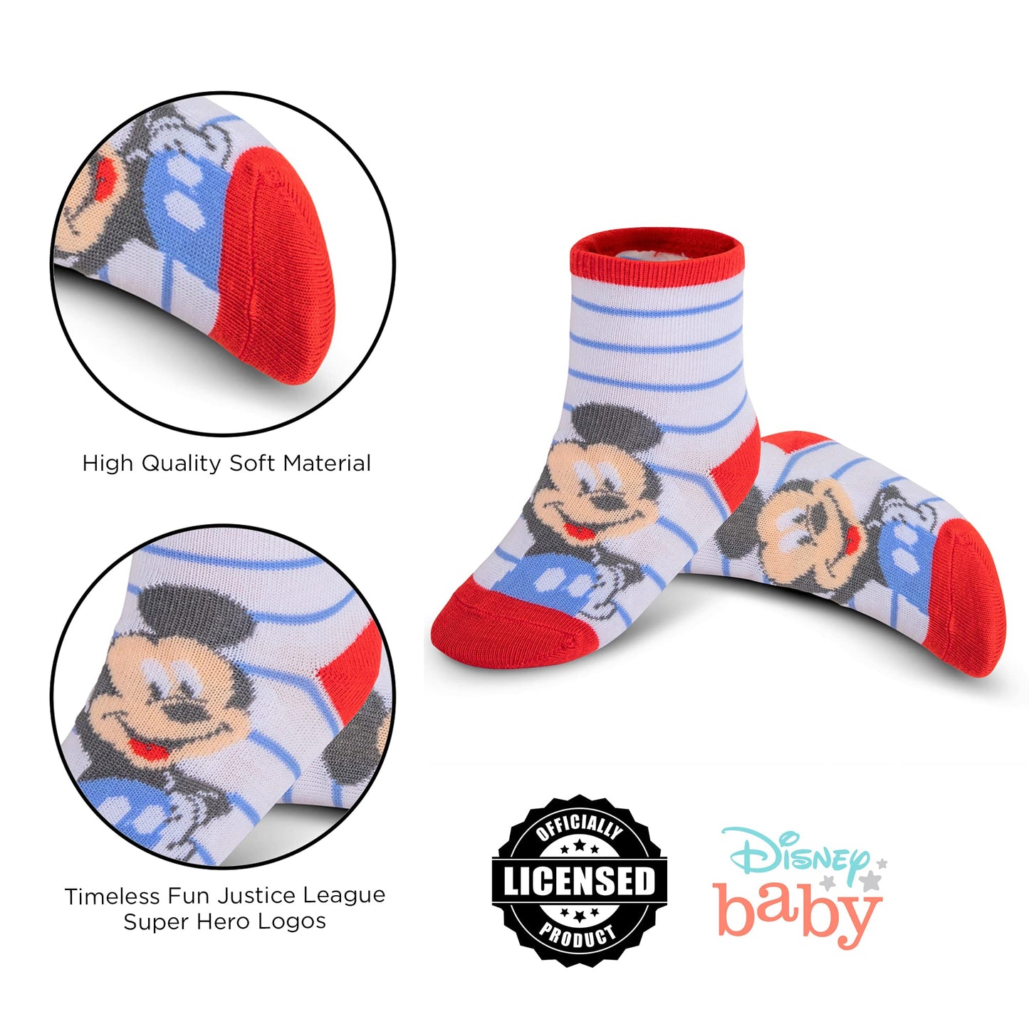 Abg Accessories Baby Girls & Boys Minnie 10-Pack Infant Sock, Mickey Mouse-Multicolor, 6-12 Months