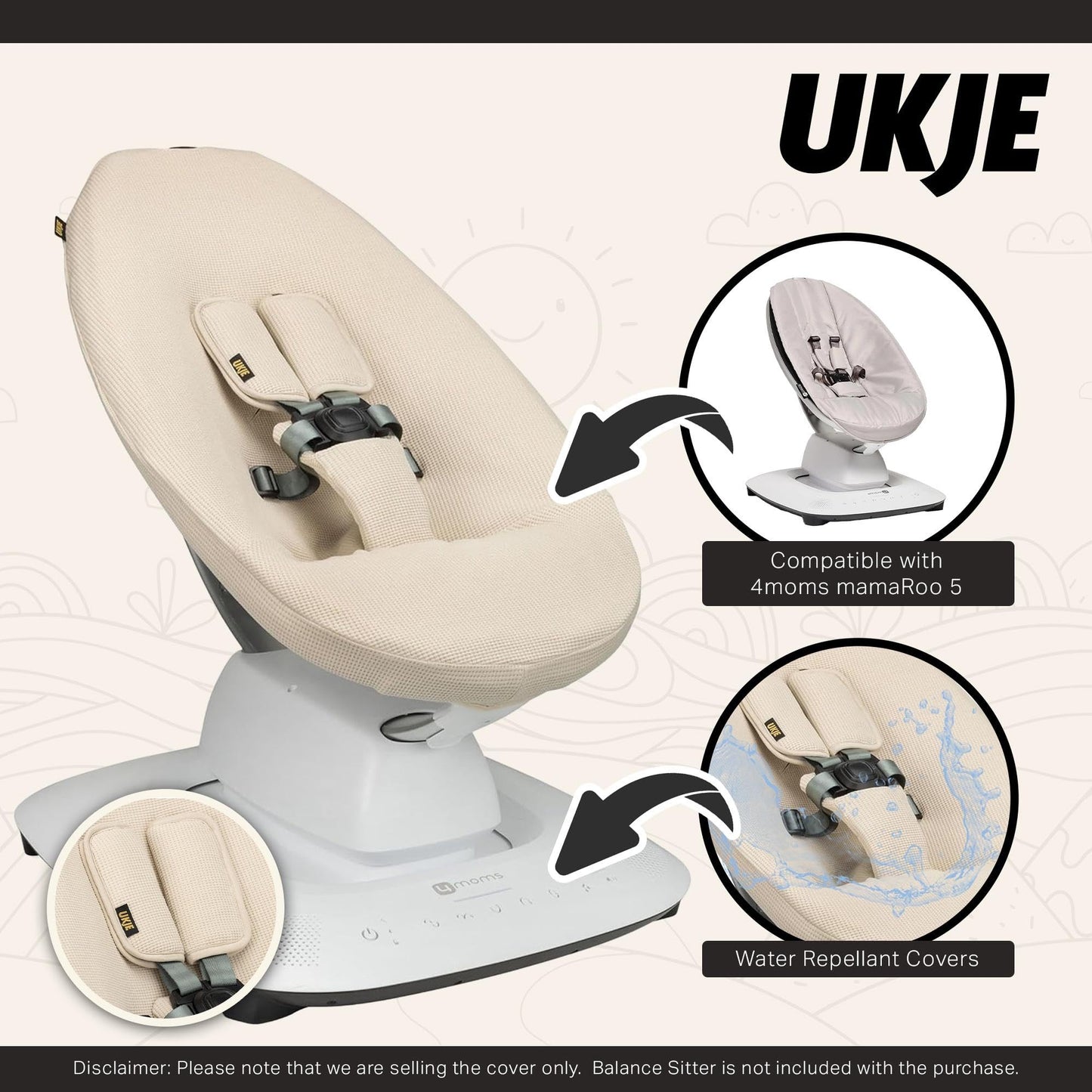 Ukje Protective Swing Cover Compatible With 4Moms Rockaroo Or Mamaroo 5, Multi-Motion Baby Swing, Baby Swing Liners, Baby Rocker