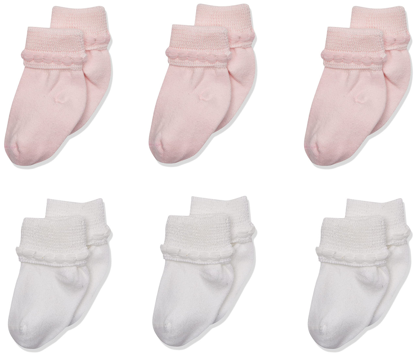 Jefferies Socks Unisex-Baby Newborn Bubble Stitch Rock-A-Bye Bootie 6 Pair Pack, Pink/White, Newborn